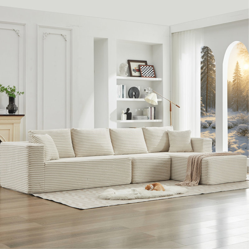 Canapé modulaire en L 106 po 106L3, Beige