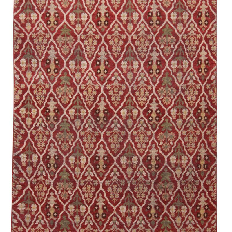 Burano Hand Knotted Wool Geometric Area Rug, Rectangle 6' x 9'