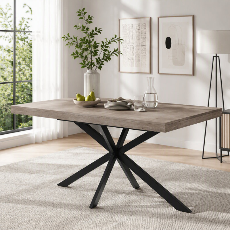55.11"-70.86"Retro Rectangular Stretch Dining Table, Gray