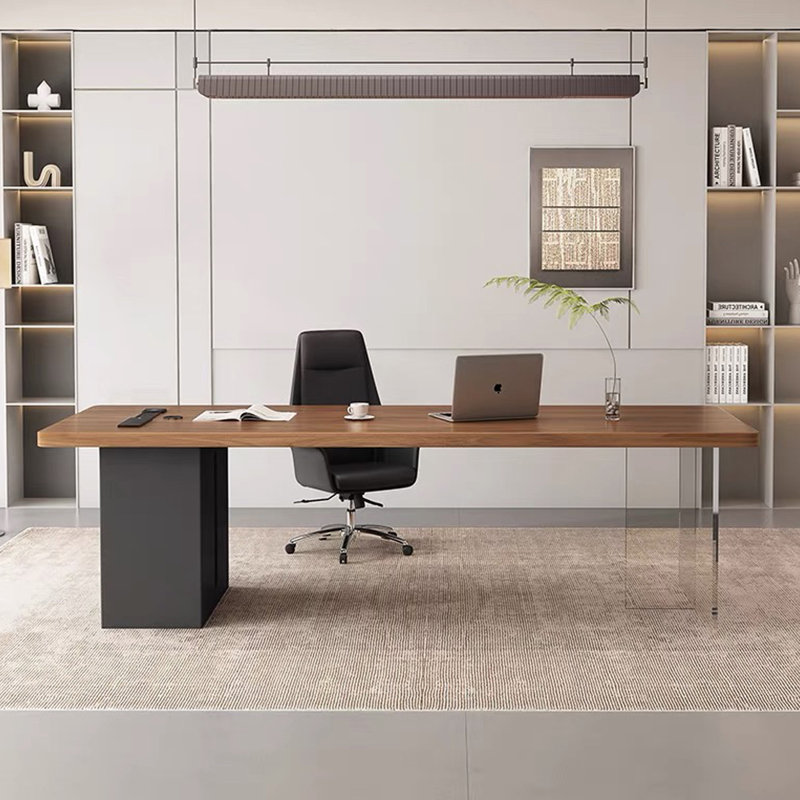Walnut Rectangular Solid Wood desks, 29.53" H x 62.99" W x 27.56" D