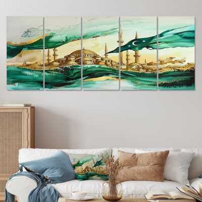 Muskan - Turquie, art mural - art mural traditionnel pour le salon, 5 pièces