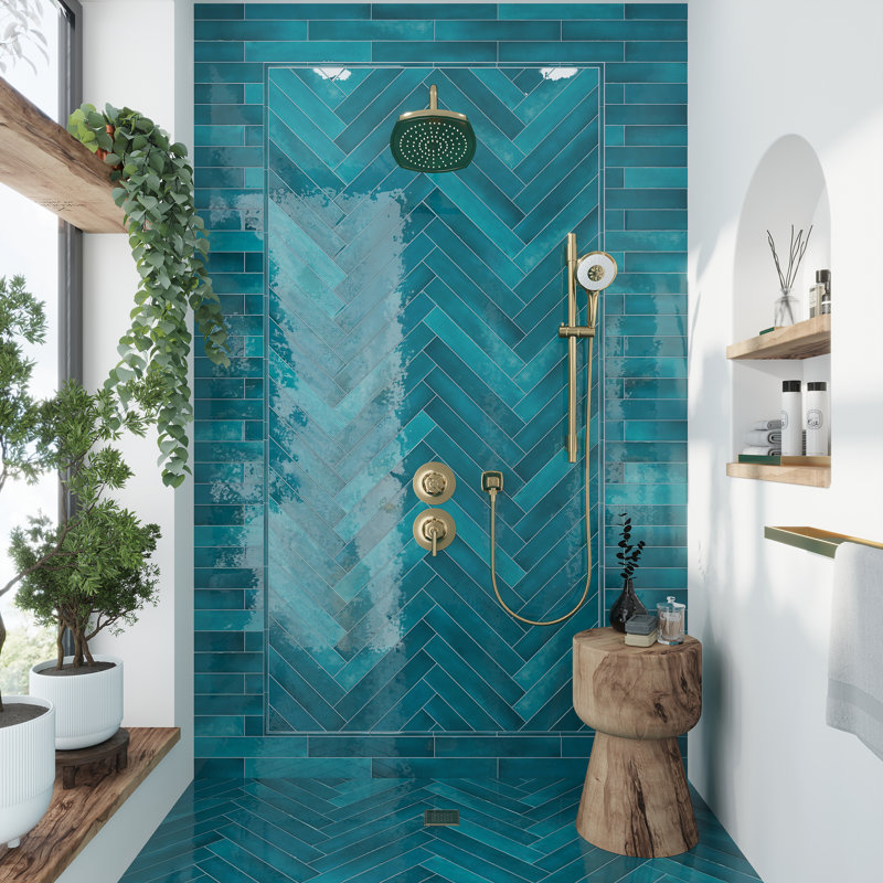2.56'' W x 15.75'' L Ceramic Subway Singular Tile, Teal Green