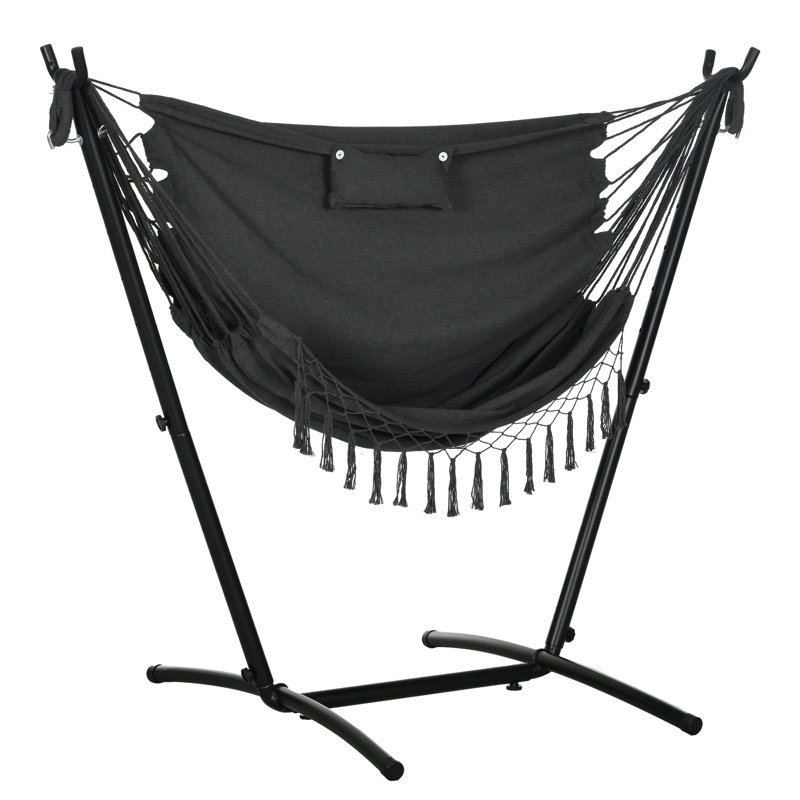Chaise de hamac avec support Outsunny, Noir / Noir