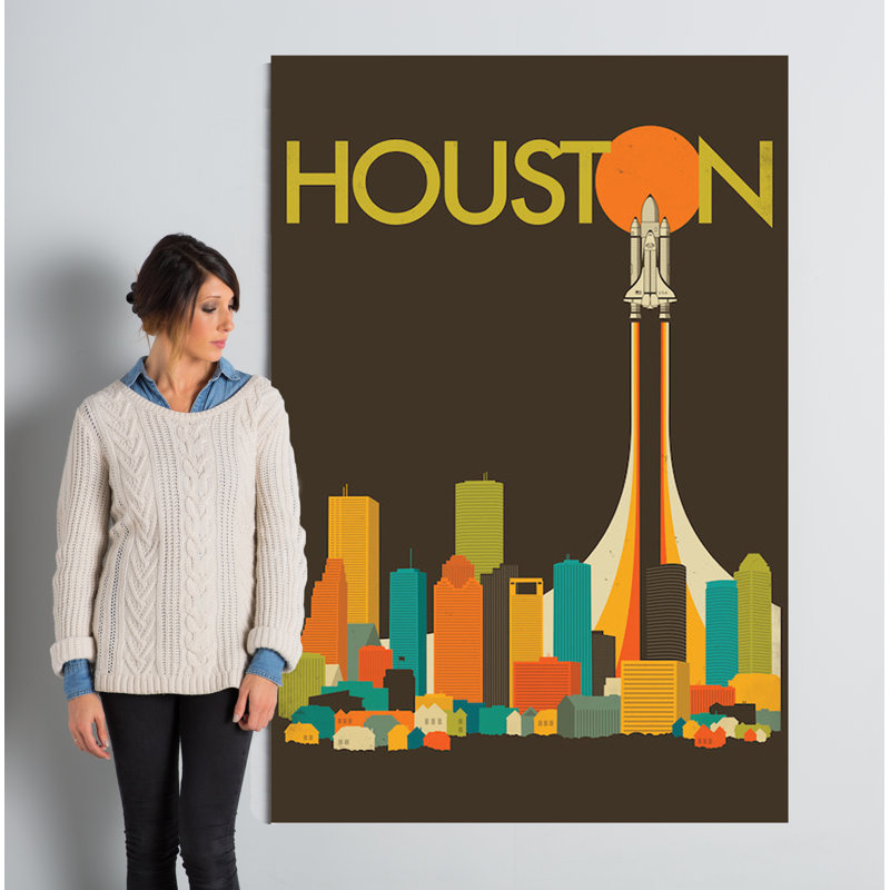 «Houston Skyline», impression sur toile tendue, H 60 po x l 40po x P 1,5 po, Toile tendue, Pas de tapis