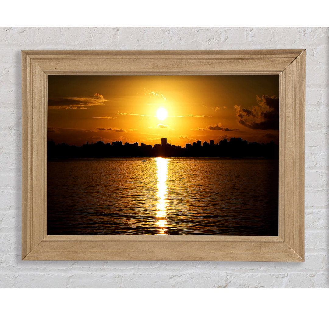 Sonnenuntergang Stadt Skyline Silhouette - Druck