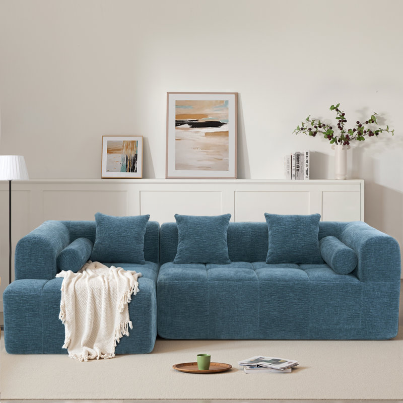 Canapé modulaire avec canapé profond et canapé modulaire, Chenille bleu