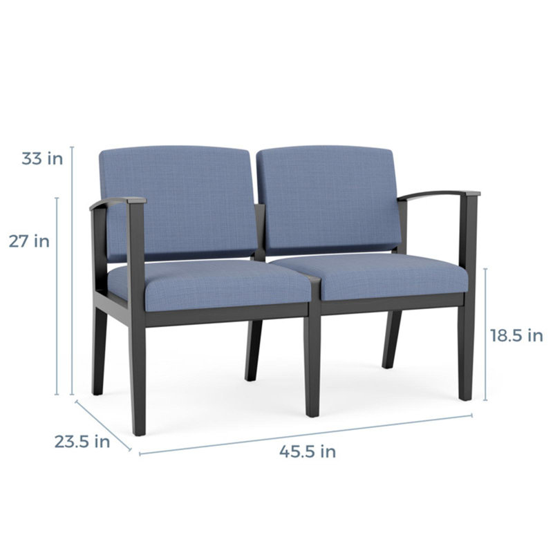 Siège tandem 2 places Amherst, Noir, Chambray bleu marine clair