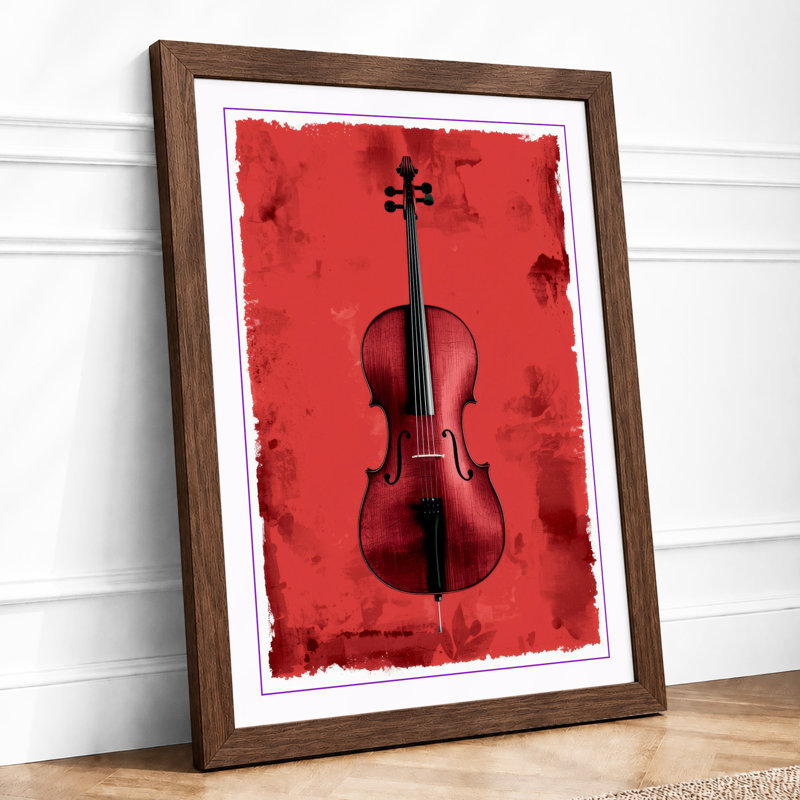 Weathered Cello Rustic - Framed Print, A2 - 59.4 x 42.0 cm, Walnut