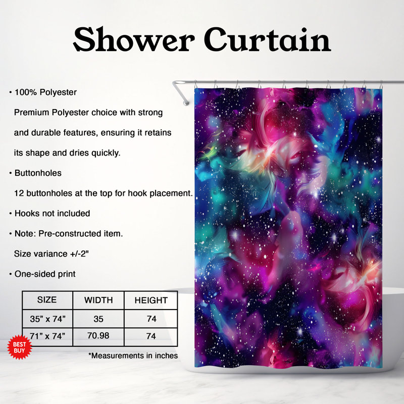 Rideau de douche Starry Glitter - Premium, H 74 po x l 71 po
