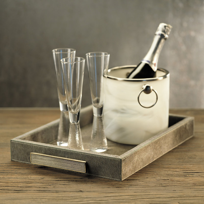 Livogno Clear Glass Champagne Flute Set with Hammered Stem