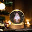 Statue veilleuse en cristal gravée veilleuse avec support en bois