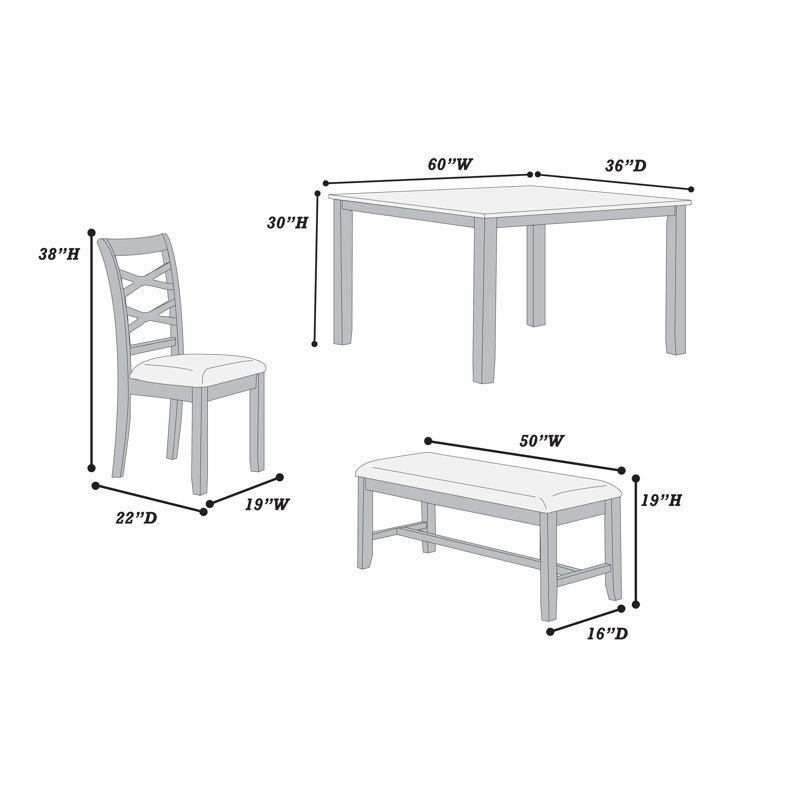 Mobilier de salle à manger 6 pièces gris foncé