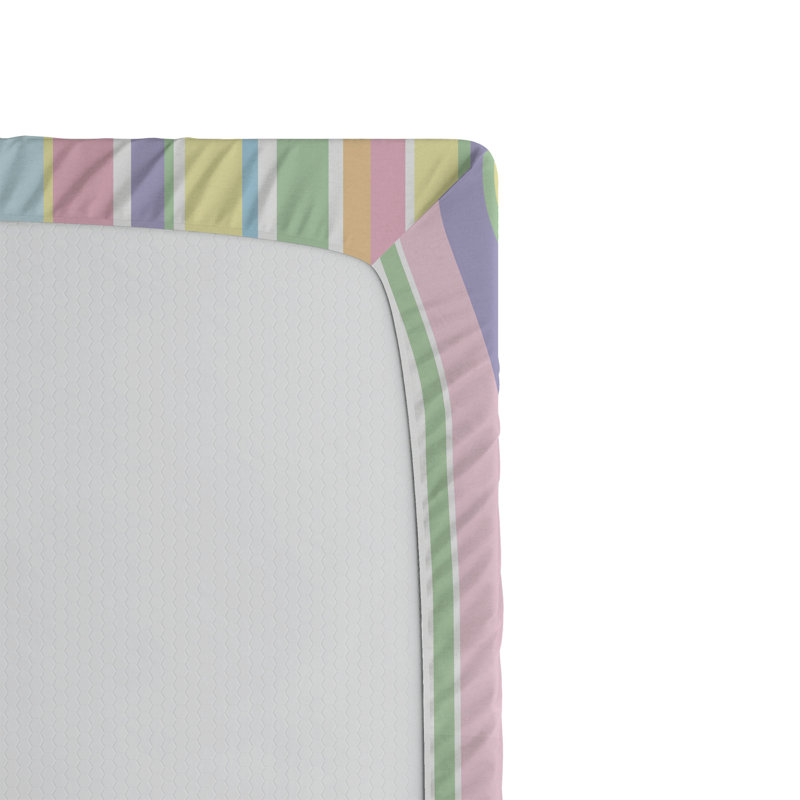 Ambesonne Christmas Fitted Sheet 2-Pack Tree Branches Bells, Twin Extra Long Fitted Sheet, Multicolor Striped