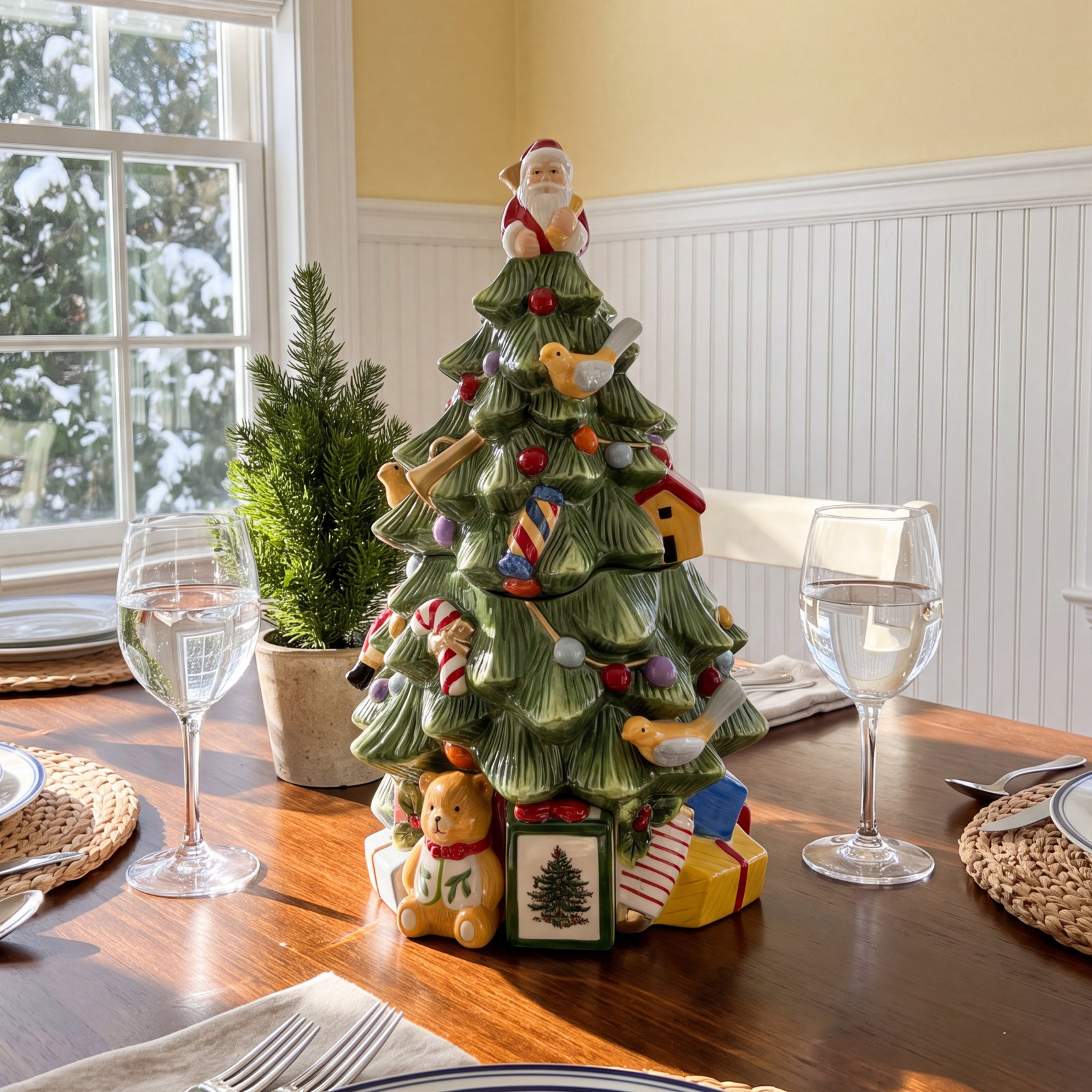 Christmas Tree Ceramic Cookie Jar