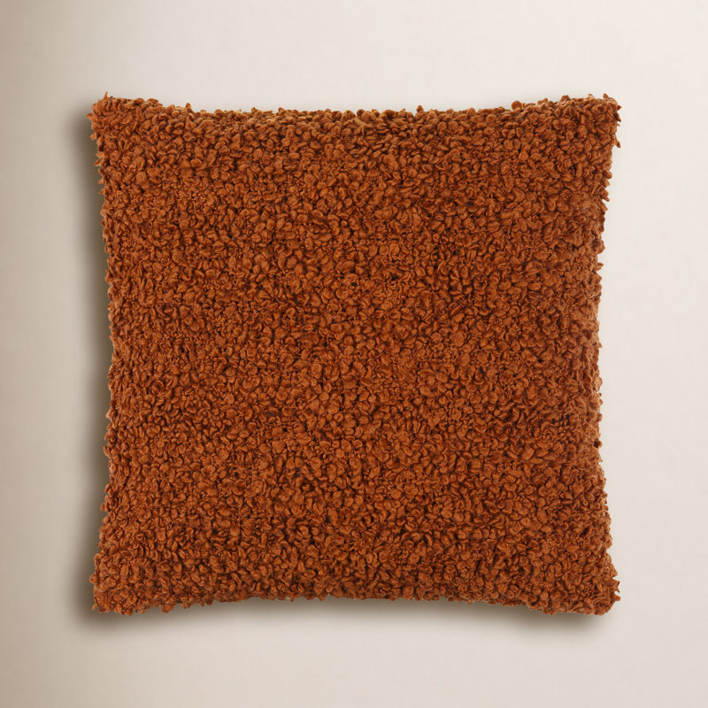 Anella Polyester Throw Square Pillow Cover, H 22 po x l 22 po, Polyester/ bourre en polyester, Rouille