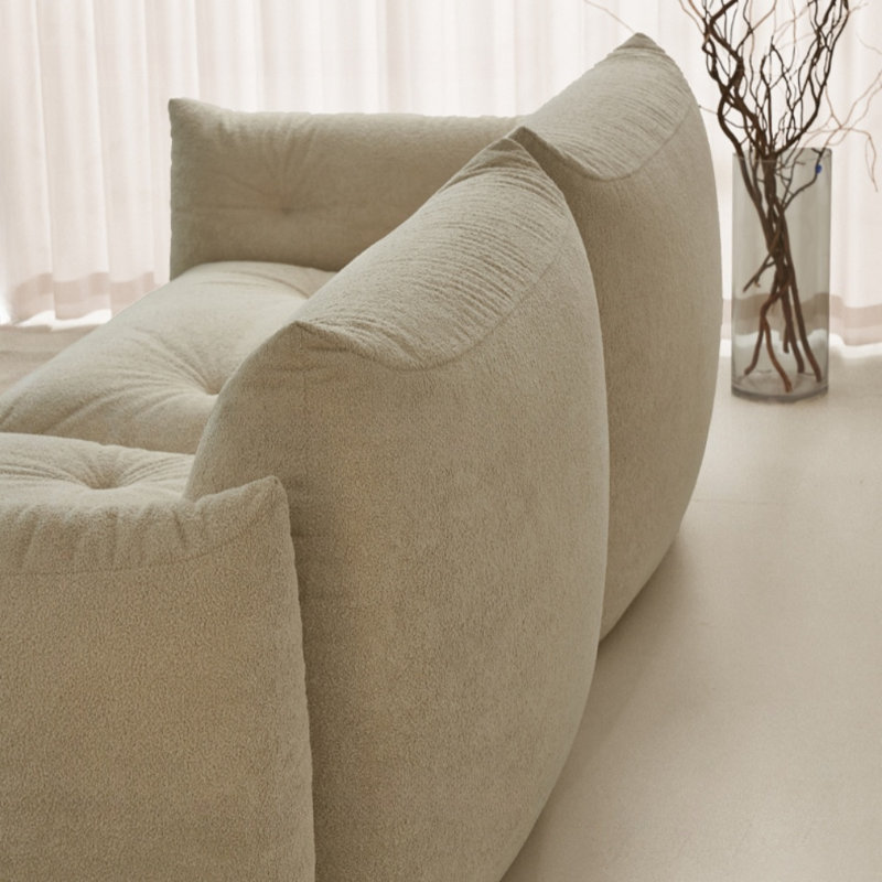 Canapé de salon moderne simple blanc cassé, H 33,46 po x l 102,36 po x P 43,31 po