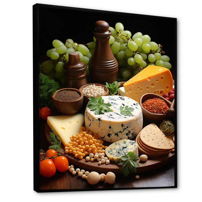 Homeros alimentaire fromage pointillisme point I, H 20 po x l 12 po x P 1 po, Cadre flottant noir