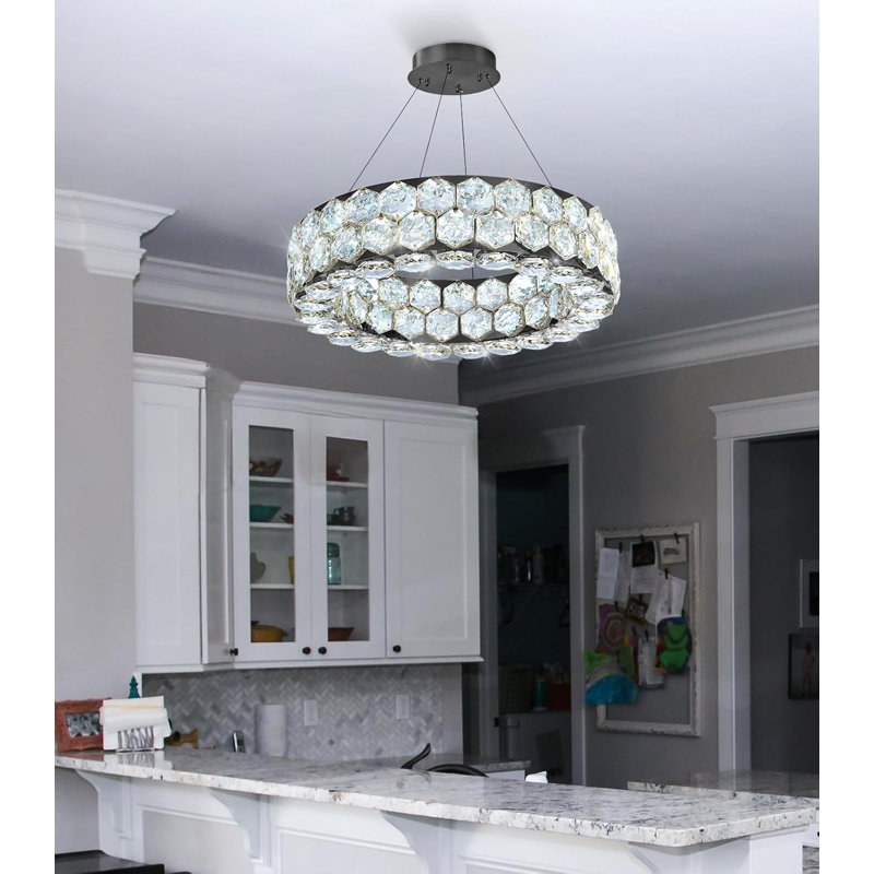Lustre en cristal Modern, Noir mat