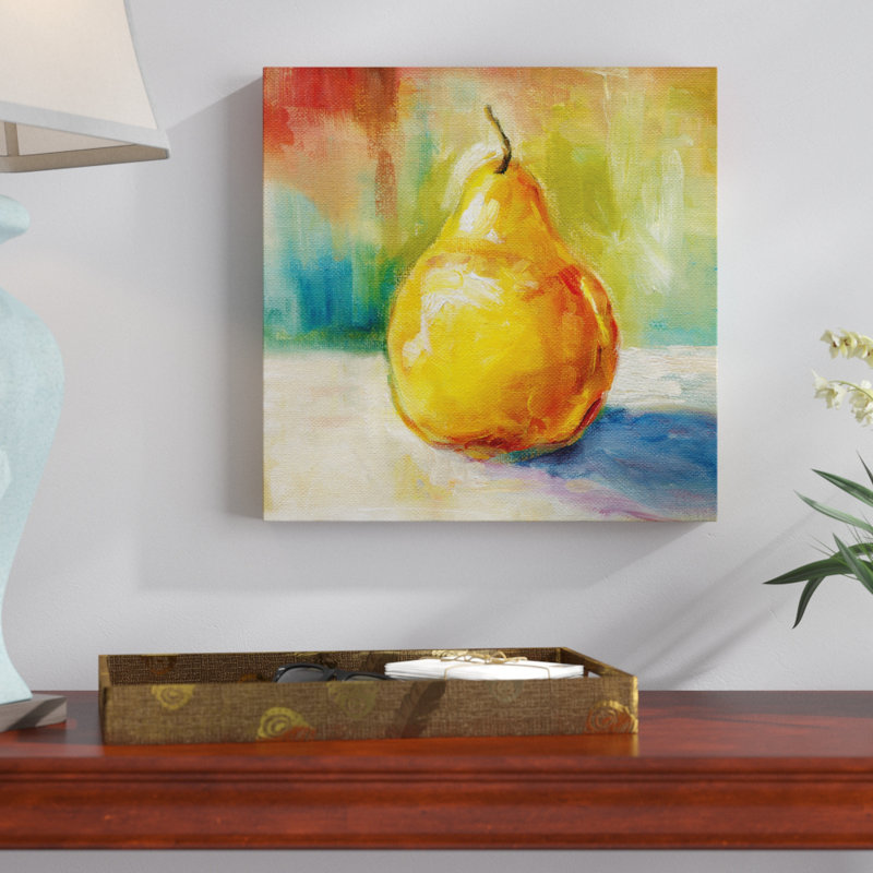 « fraîche poire », reproduction de peinture sur toile tendue, H 16 po x l 16 po x P 1,5 po