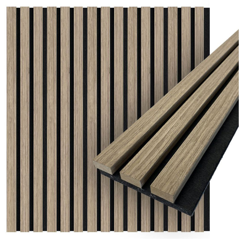 Panneaux muraux en bois acoustique | 94,5 po x 5 po chacune | Panneaux insonorisés, Frêne argenté