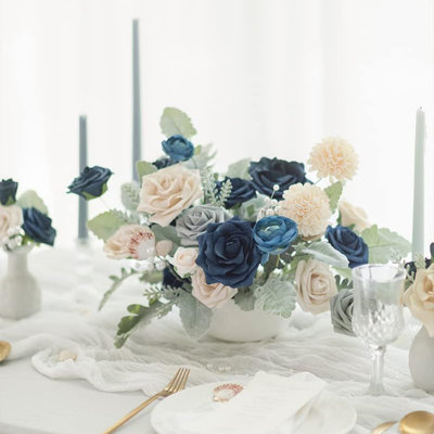 Artificial Dahlia Flowers 25Pcs Real Looking Cream Foam Fake Roses With Stems For DIY Wedding Bouquets Bridal Shower Centerpieces Floral Arrangements Party Tables Home Decoration