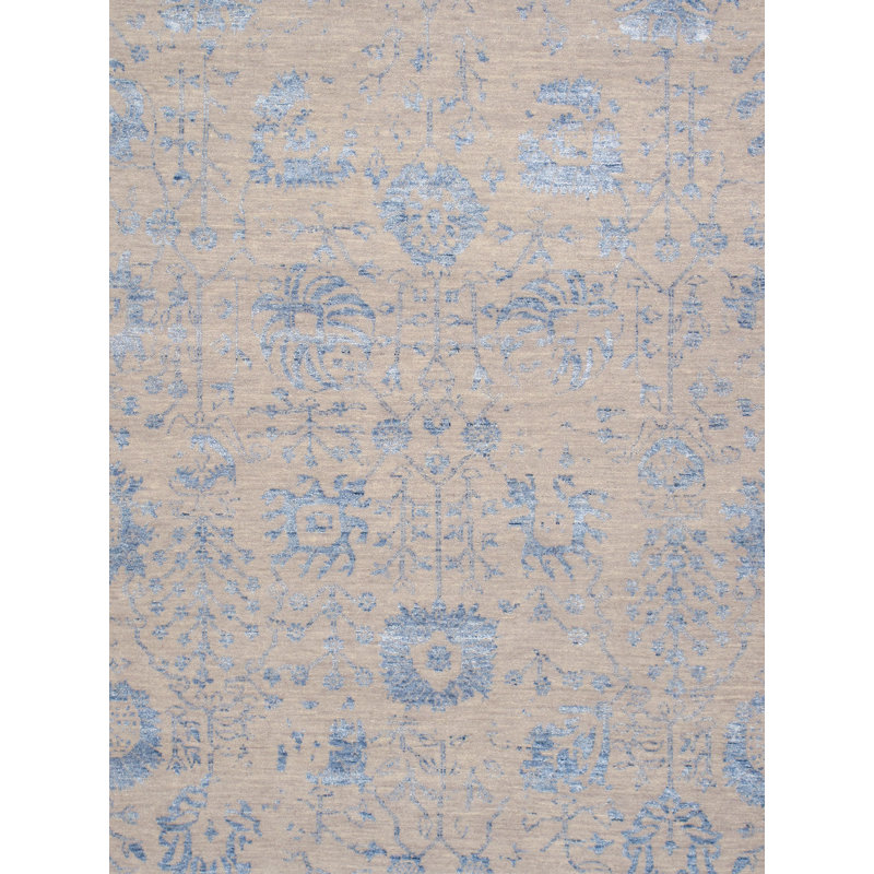 Transitional Silver/L. Blue Area Rug