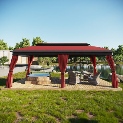  20 Ft. W × 10 Ft. D Heavy-Duty Metal Outdoor Patio Gazebo