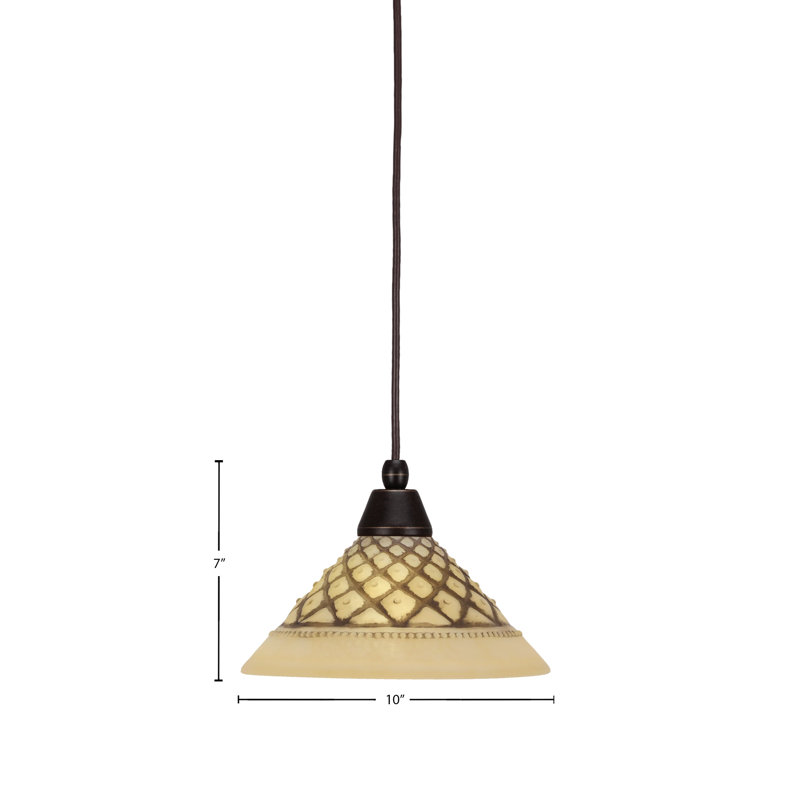 Mini-luminaire suspendu à cordon avec verre, H 7 po x l 10 po, Chrome