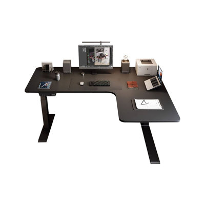 Black L-Shaped Manufactured Wood Standing desk