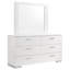 Commode large Sok avec miroir, 6 tiroirs, finition blanche ultrabrillante, bois-117055981
