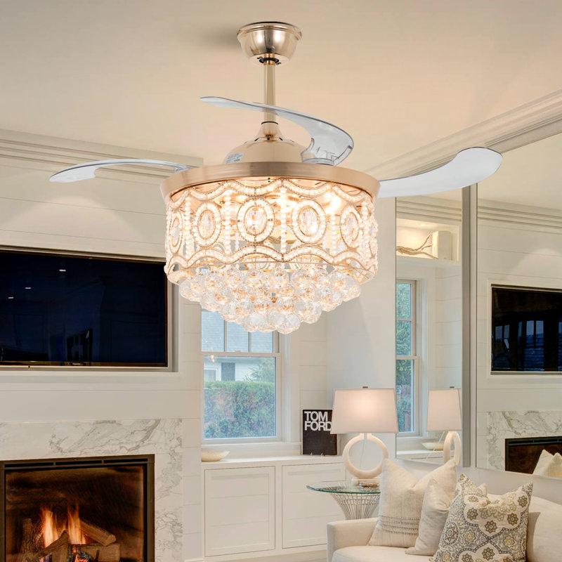 42" Gamlet Rose Gold Crytal Ceiling Fan with Remote Control Kit