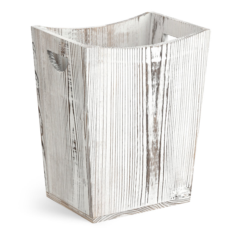 Poubelle en bois Rustic Farmhouse, Blanc