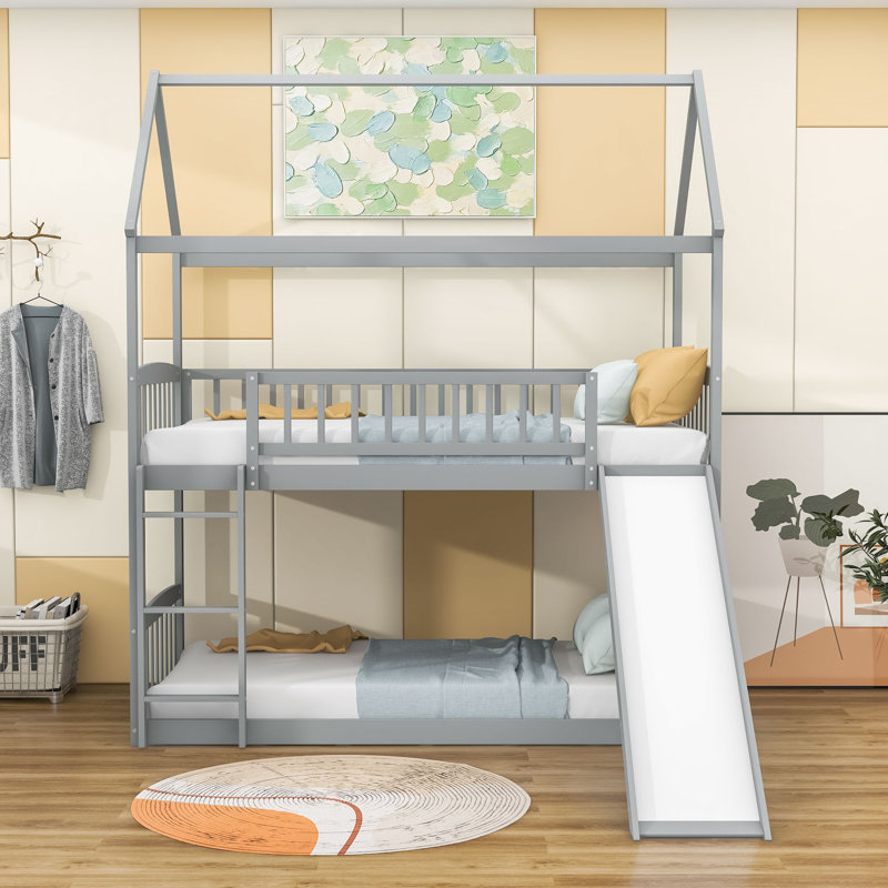 Kimballton Kids Twin Over Twin Bunk Bed, Gray