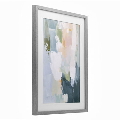 Abstract Pastel Brushstroke Composition Framed Print Under Glass, design by Petal Prints Design