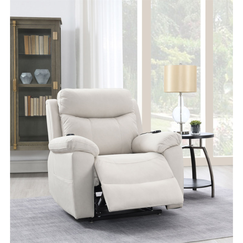 Fauteuil inclinable électrique en microfibre Chriki, Beige