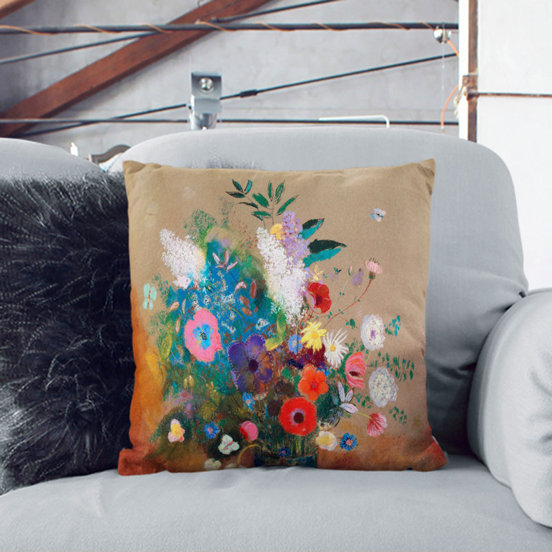 Vase Of Flowers Vol.7 Square Throw Cushion, Stone, 40cm H x 40cm W x 15cm D