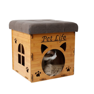 Foldaway Collapsible Designer Cat House with Furniture Bench