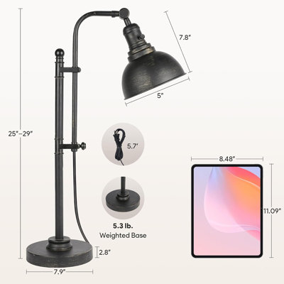 25 "-29" rural desk lamp, adjustable industrial desk lamp for home office use Retro metal task light, work light, farmhouse reading light, aged bronze finish