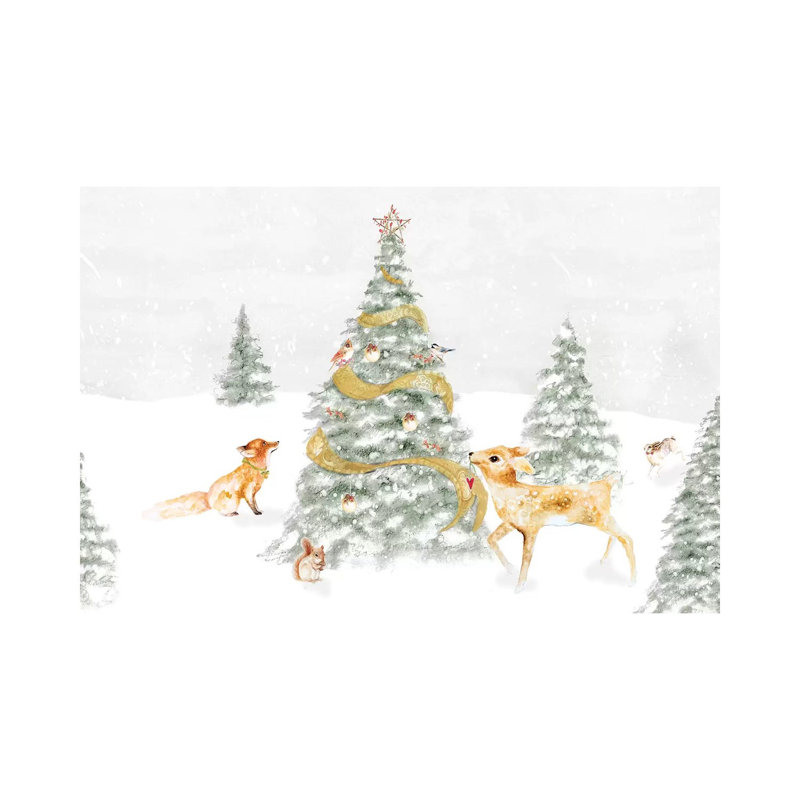 " Woodland Christmas I " by Janice Gaynor Painting Print, 26" H x 40" W x 1.5" D