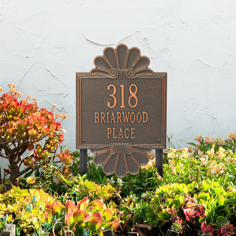 Signature Series 3-Line Lawn Address Sign, Forged Copper, Copper, Yes