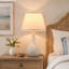 18 po Lampe de table moderne en céramique avec abat-jour en lin pour le salon de la chambre à coucher-130767106