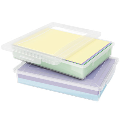2 Pack Plastic Multi-Purpose Storage Box With Latching Lids, Clear A4 Paper Storage, Classroom Organization, Storage Containers For Board Game, Craft, Document, Magazine, Art Supplies