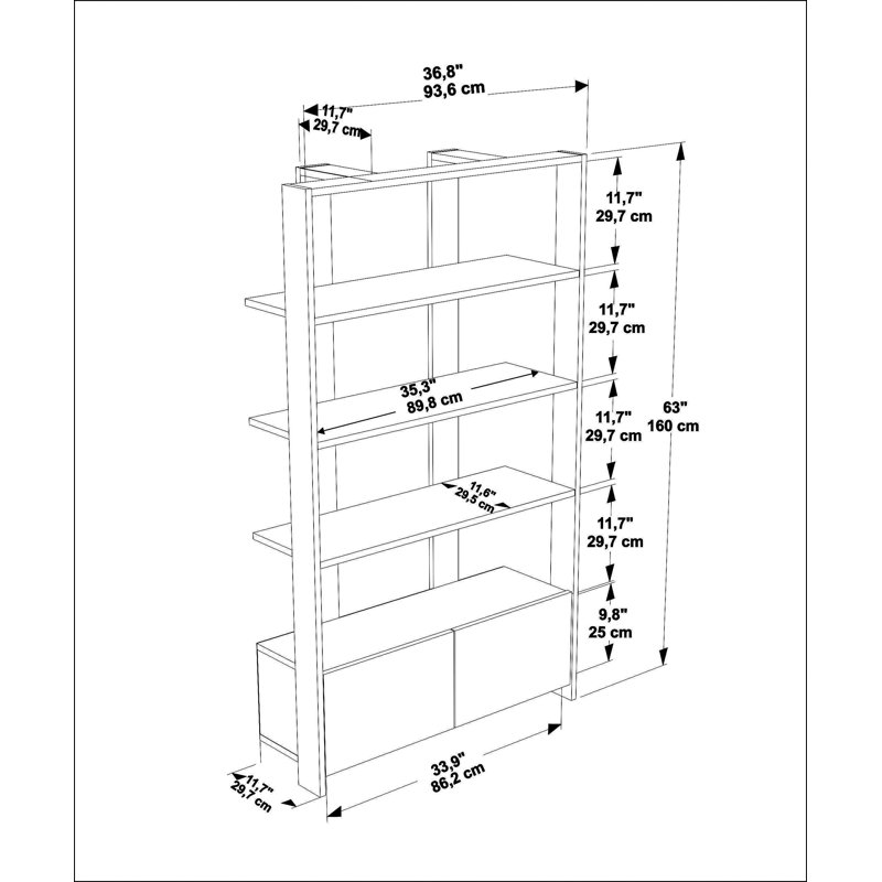 Penacook 160cm H x 93.6cm W Standard Bookcase