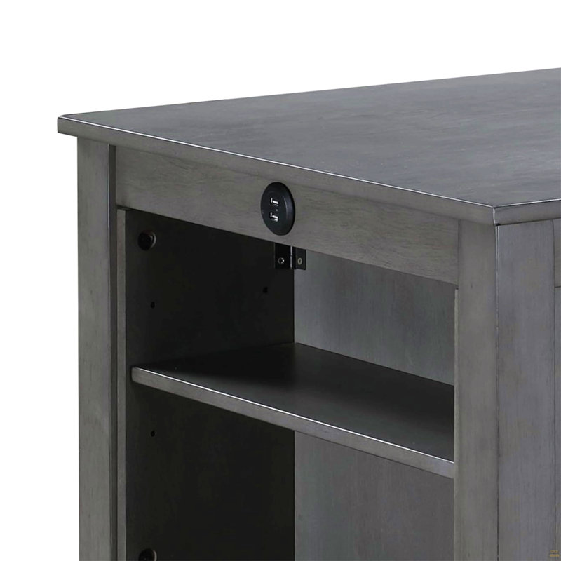 Table de salle à manger à hauteur de comptoir 36 po avec ports USB et tablettes, gris, Gris