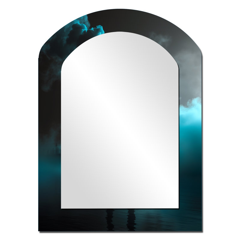 Miroir mural arche moderne gris, 34 po x 25 po