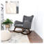 Chaise berçante en bois massif Alistair avec tissu résistant aux taches brun ou gris foncé