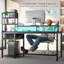 Bureau d'ordinateur en bois manufacturé avec lumières DEL et prises de courant-269661999-269661992
