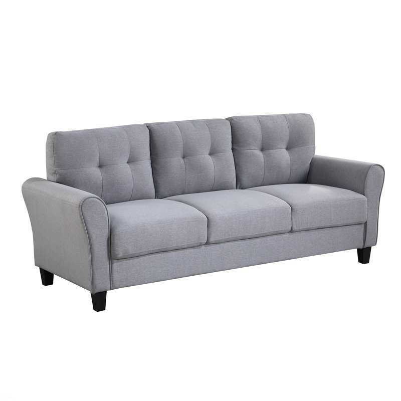 Nanshi Upholstered 79.9'' Sofa, Light Gray/Blue Linen Blend