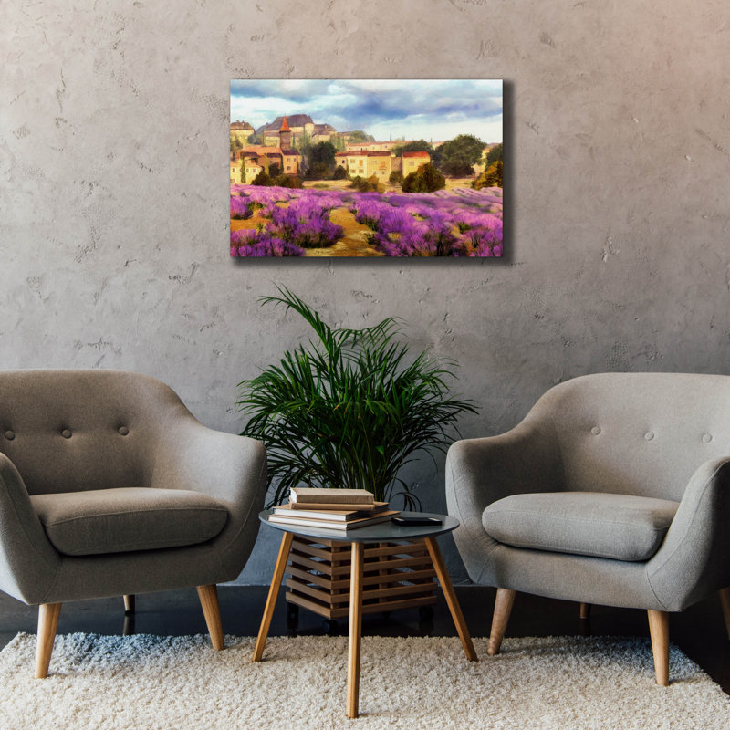  «Provence's Lavender Fields 1» par Alonzo Saunders, art mural sur toile, 40 po x 26 po, H 26 po x l 40 po
