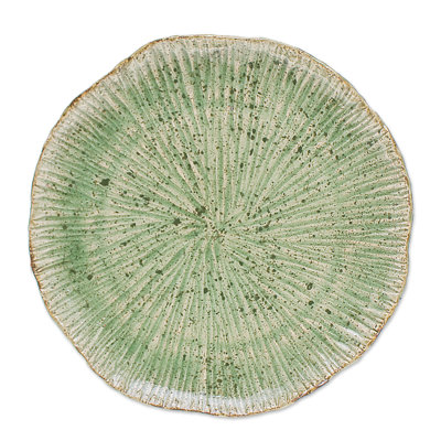 Red Barrel Studio® Handmade Lotus Table Celadon Ceramic Dinner Plate
